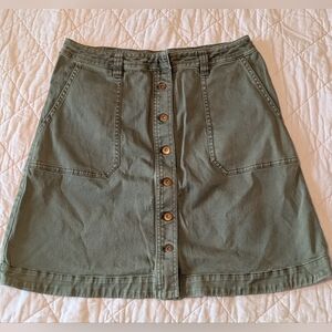 Pilcro And The Letterpress Olive Button-Front A-Line Skirt Boho Anthropologie